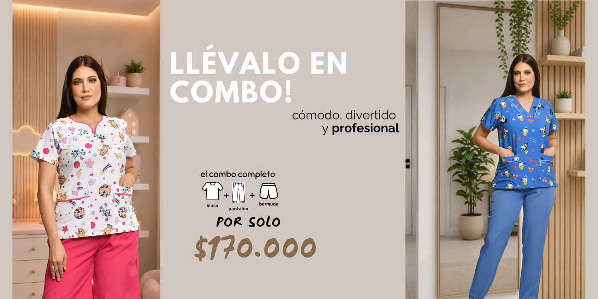 Combos de uniformes de niñera: blusa, pantalón y bermuda en un solo paquete