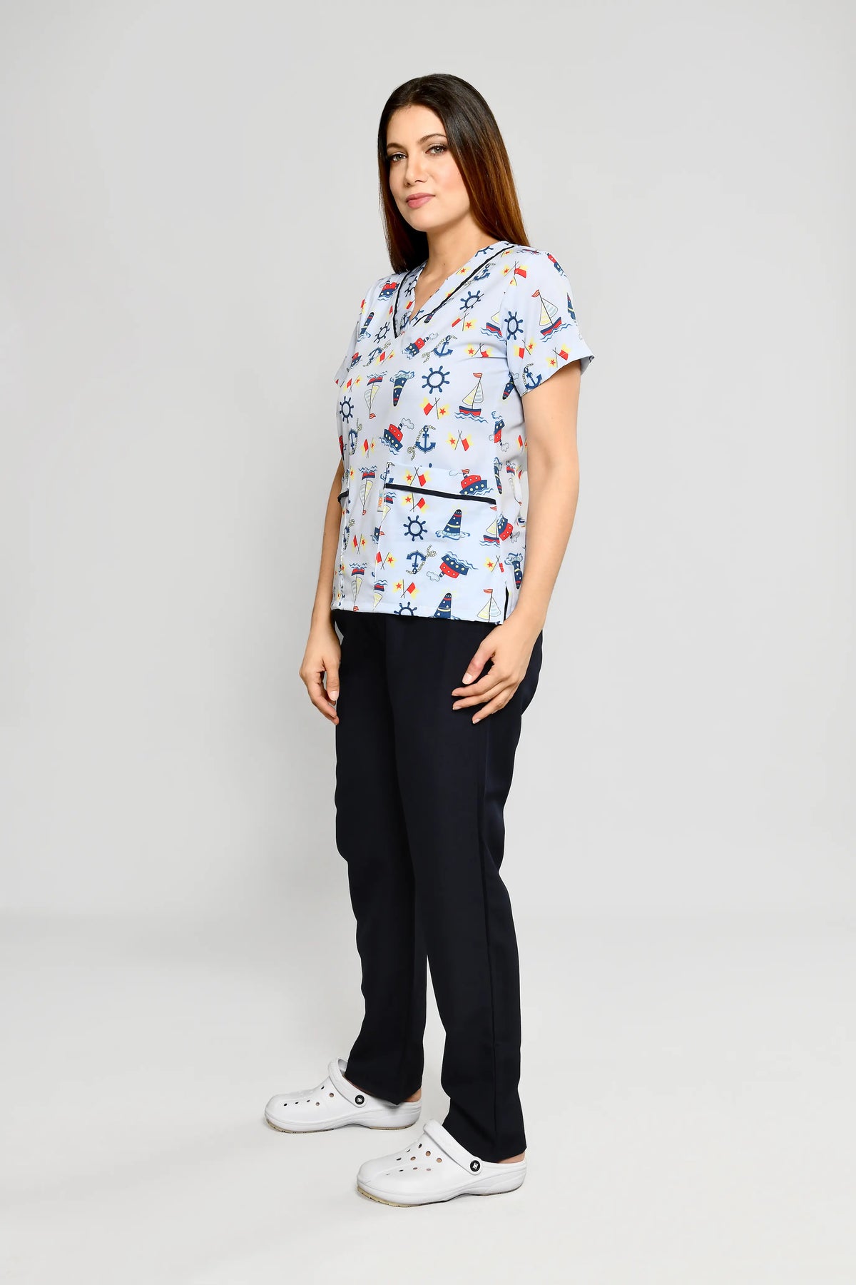 Uniforme de Niñera Stretch Estampado Barquitos Conjunto con Pantalon - Vista 3