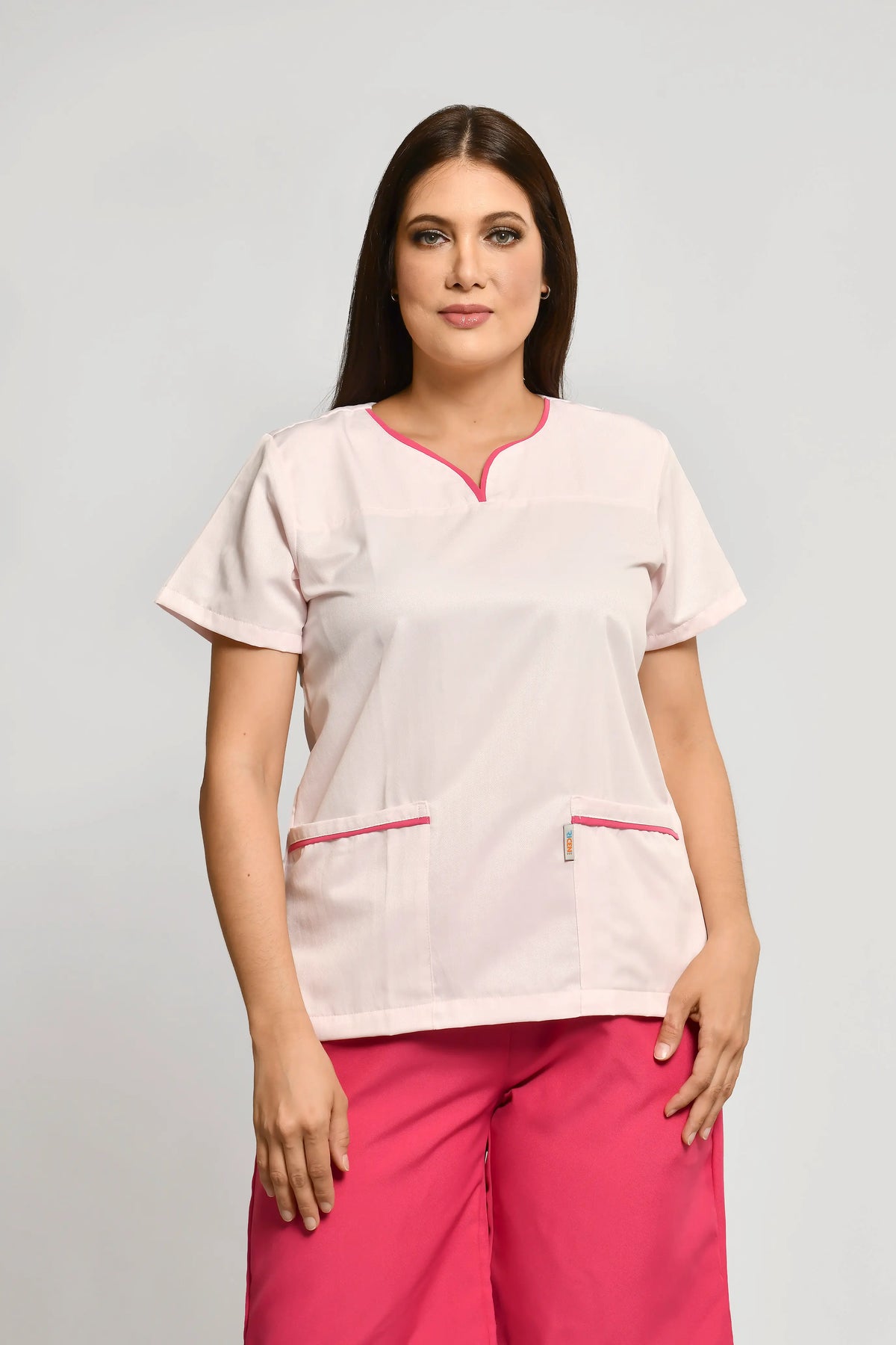 Uniforme Doméstico Popelina Rosado Conjunto con Bermuda - Vista 2