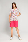 Uniforme de Niñera Rigido Estampado Conejitos Conjunto con Bermuda - Vista 1