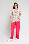 Uniforme de Niñera Rigido Estampado Conejitos Conjunto con Pantalon - Vista 1