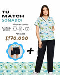 Uniforme de niñera Dino con pantalón + bermuda de dama