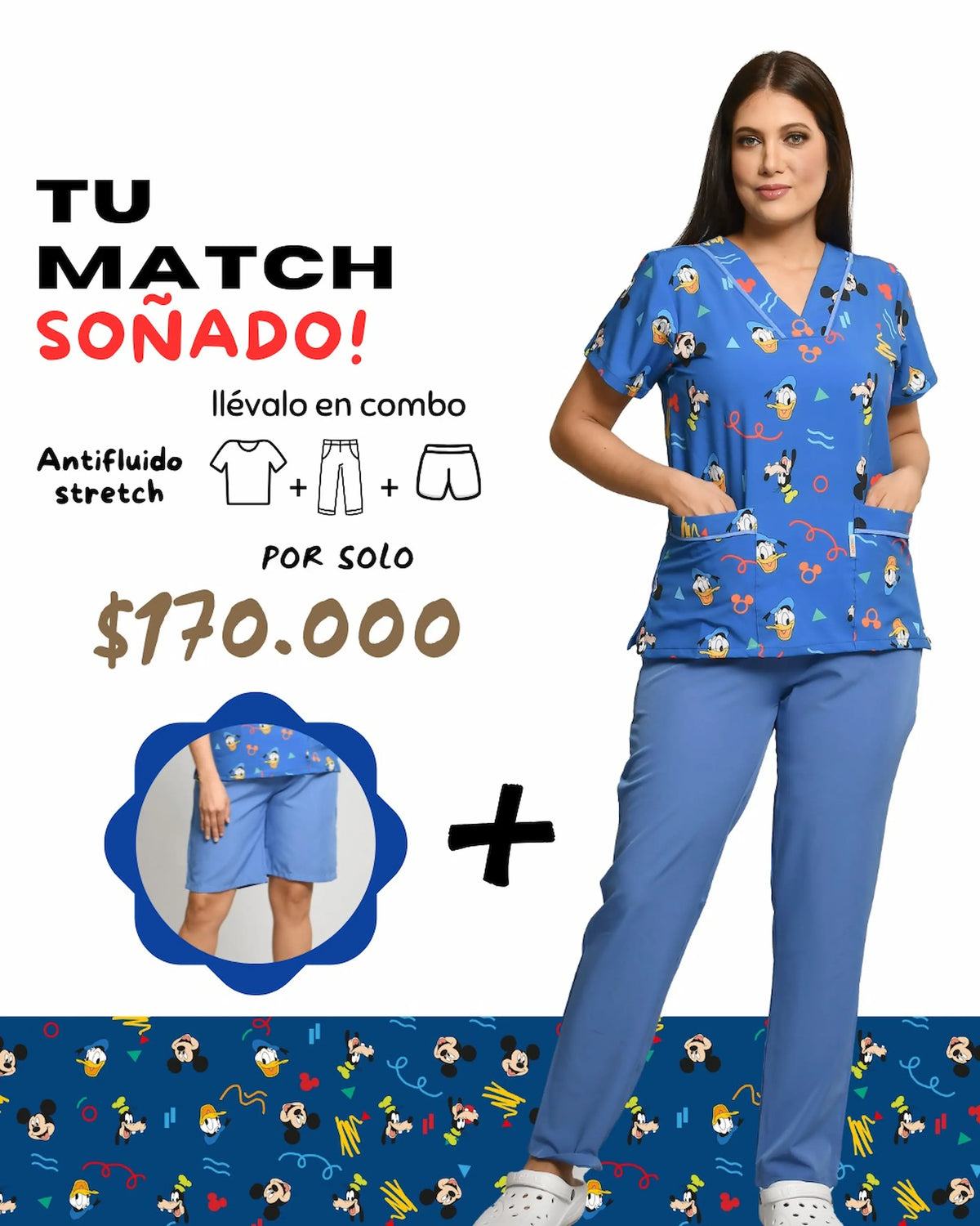 Uniforme de niñera Disney con pantalón + bermuda de dama
