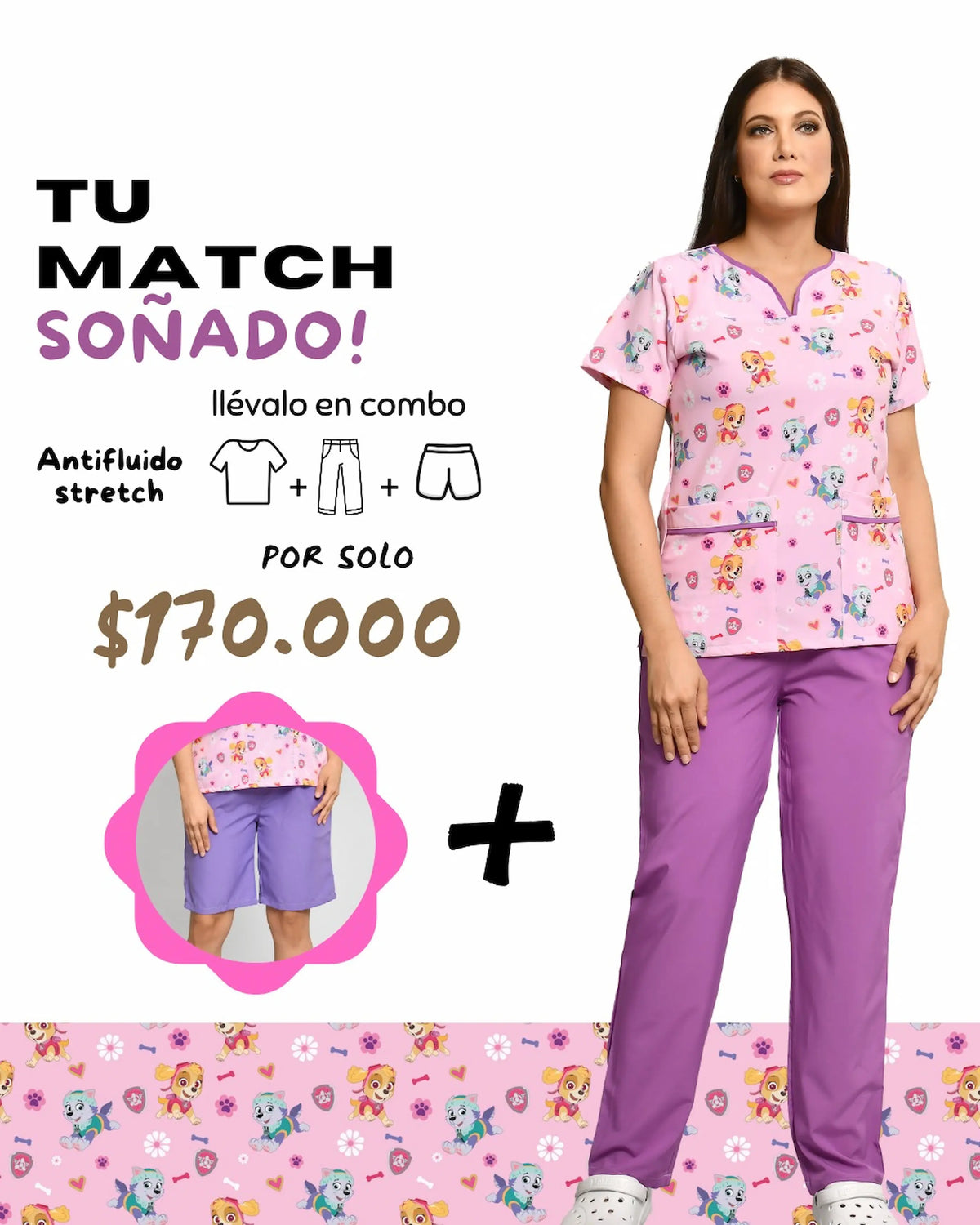Uniforme de niñera Paw Patrol con pantalón + bermuda de dama