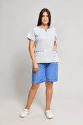 Uniforme Doméstico Popelina Celeste Conjunto con Bermuda - Vista 1