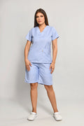 Uniforme Doméstico Oxford Azul Claro Conjunto con Bermuda - Vista 1