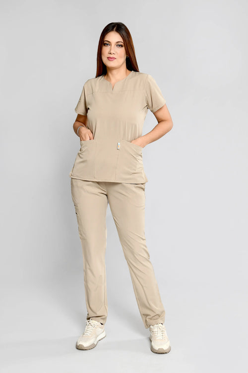 Conjunto antifluido Stretch Dama Beige. Ref E2 - Vista 1