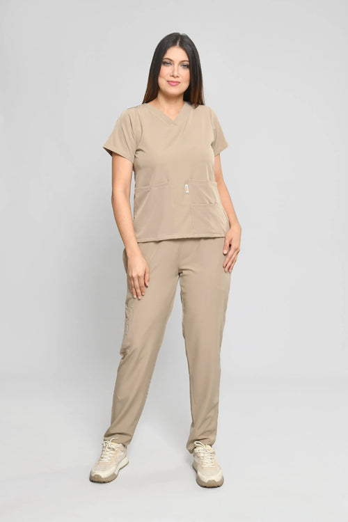 Conjunto antifluido Stretch Dama Beige. Ref E3 - Vista 1