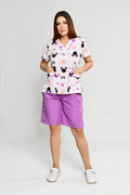 Uniforme de Niñera Strech Estampado Minnie Conjunto con Bermuda