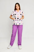 Uniforme de Niñera Strech Estampado Minnie Conjunto con Pantalon