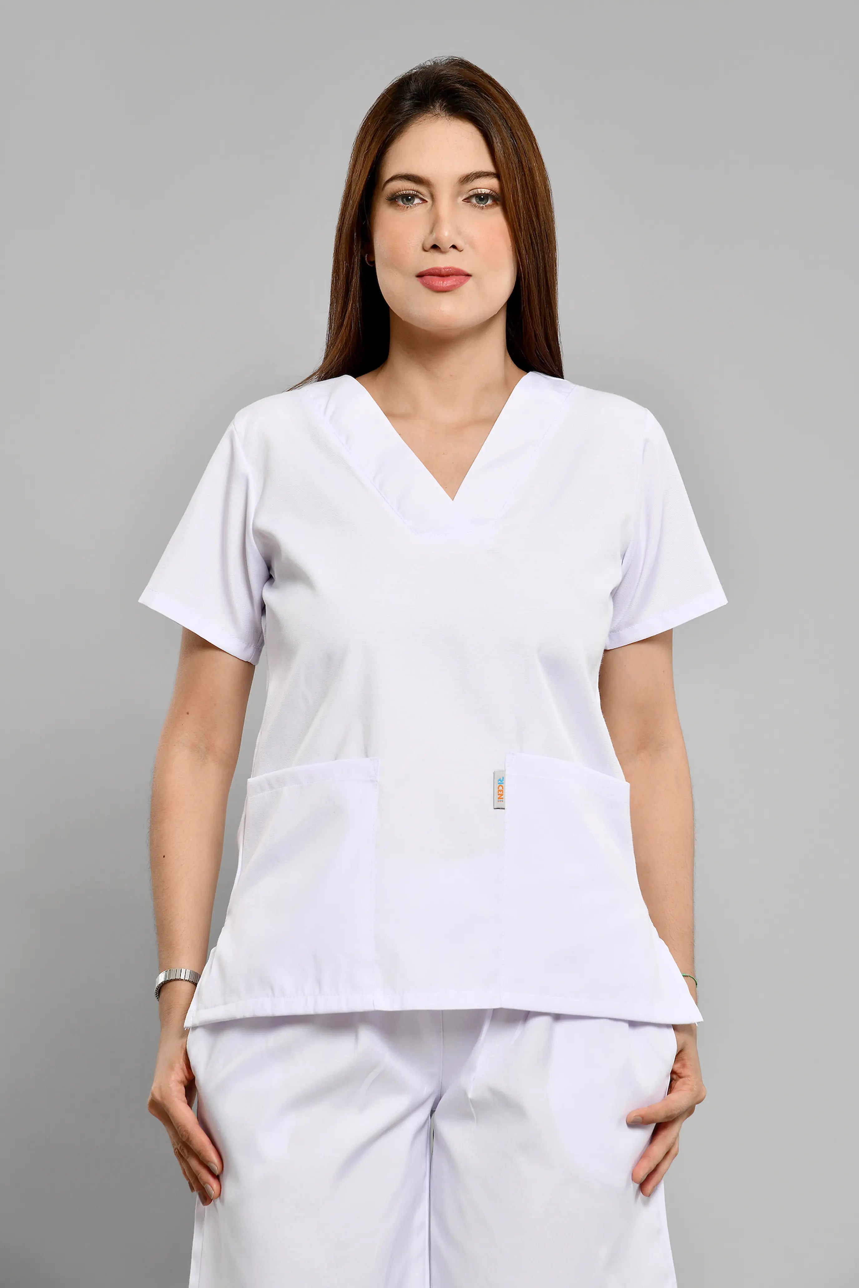 Uniforme Doméstico Oxford Blanco Conjunto con Bermuda - Vista 2