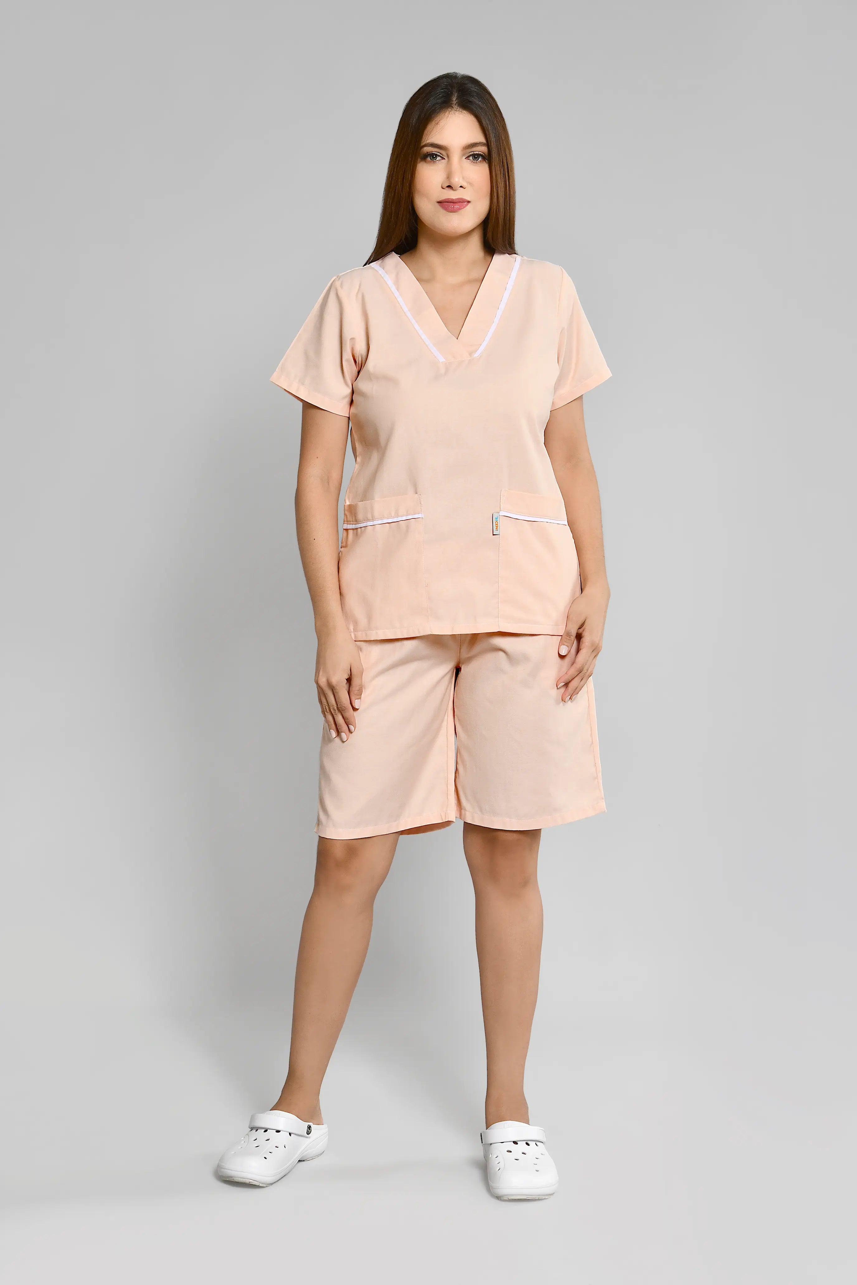 Uniforme Doméstico Oxford Naranja Conjunto con Bermuda - Vista 1