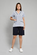 Uniforme Doméstico Oxford Rayas Celestes Conjunto con Bermuda - Vista 1