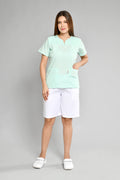 Uniforme Doméstico Popelina Verde Claro Conjunto con Bermuda - Vista 1